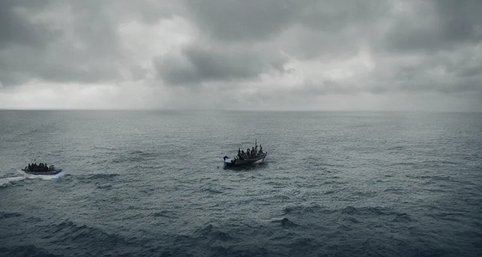 Image similar to First official image from Alejandro Landes' new war drama film Marea, set on the Colombian Caribbean coast. Filmed by Jasper Wolf on ALEXA Mini, Vantage One T1 lens. Cinematography, contrast, nighttime.