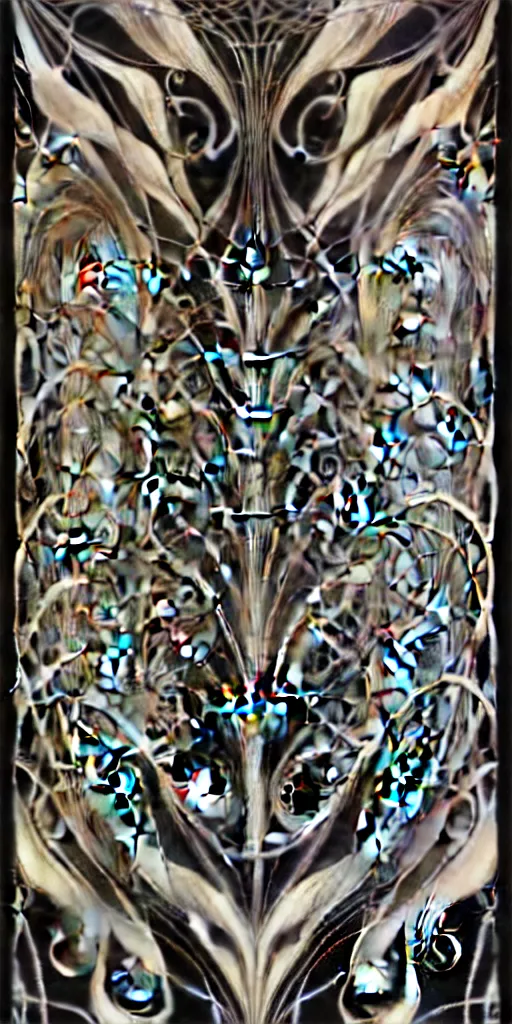 Image similar to the source of future growth dramatic, elaborate emotive Art Nouveau styles to emphasise beauty as a transcendental, seamless pattern, symmetrical, large motifs, hyper realistic, 8k image, 3D, supersharp, Flying shiny silk fabric in curves spirals and swirls, iridescent and black and silver colors , perfect symmetry, iridescent, High Definition, sci-fi, Octane render in Maya and Houdini, light, shadows, reflections, photorealistic, masterpiece, smooth gradients, no blur, sharp focus, photorealistic, insanely detailed and intricate, cinematic lighting, Octane render, epic scene, 8K