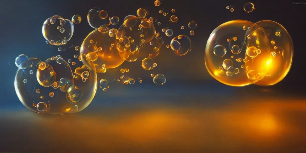 Prompt: hiragana inside bubbles, cinematic lighting, detailed oil painting, hyperrealistic, 8k