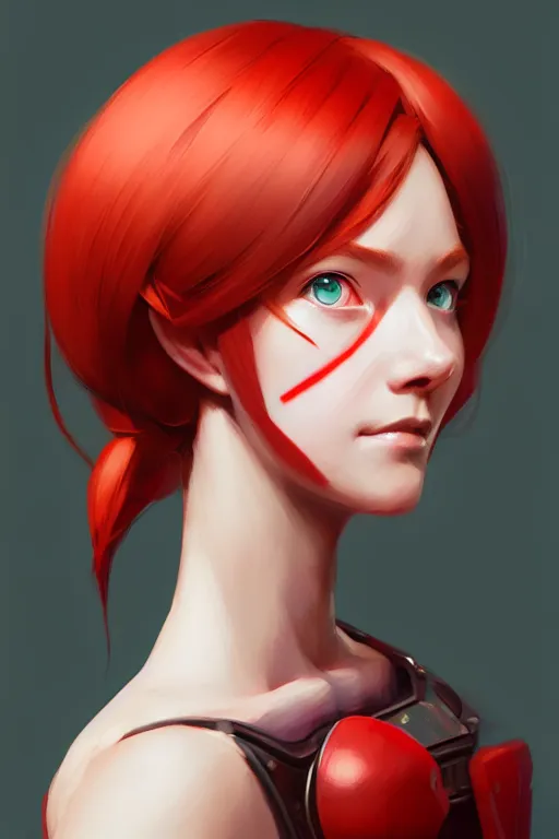 Prompt: longshot, 3 / 4 view of a red headed woman in villager cosplay from super smash brothers intricate, elegant, sharp focus, illustration, highly detailed, concept art, matte, trending on artstation, anime, art by wlop and artgerm and greg rutkowski, ilya kuvshinov, strong strokes,