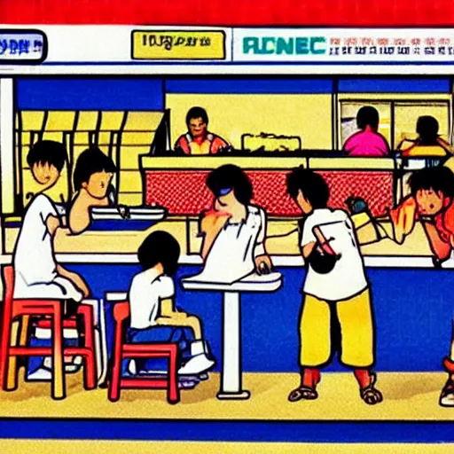 Image similar to a 1 9 9 0 s singaporean public education poster about hawker centres