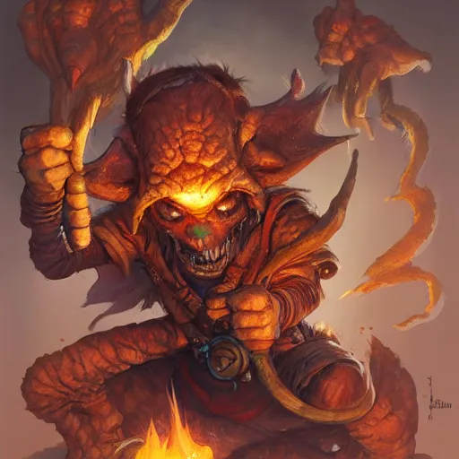 Prompt: a detailed goblin pyromancer, by justin gerard and jesper ejsing, digital art, realistic painting, dnd, character design, trending on artstation