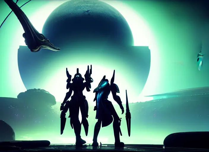 Prompt: highly detailed shot destiny 2 savathun and the traveller, rule of thirds, character focus, perfect composition, cinematic view, epic sky, detailed, concept art, low angle, high detail, warm lighting, volumetric, godrays, vivid, beautiful, by h. r giger, award winning photography