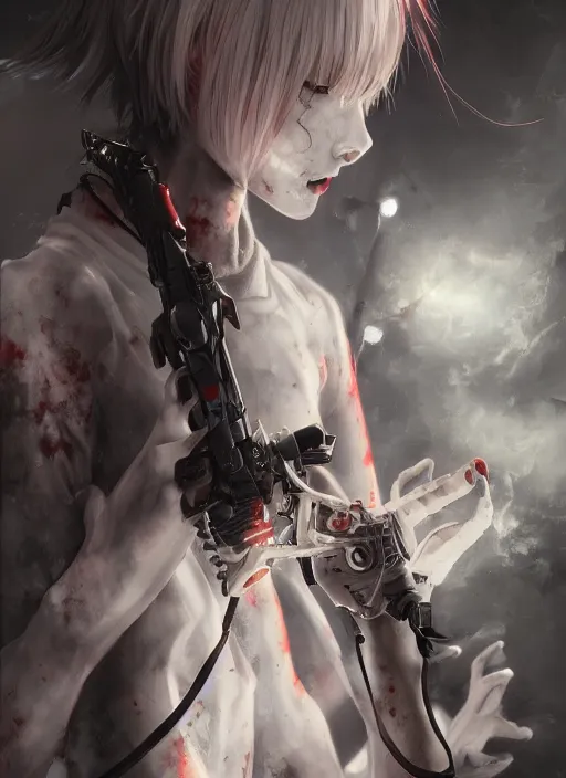 Image similar to rei ayanami horror version, fluent composition, concept art, ambient light, 4 k, intricate details, highly professionally detailed, cgsociety, highly detailed -