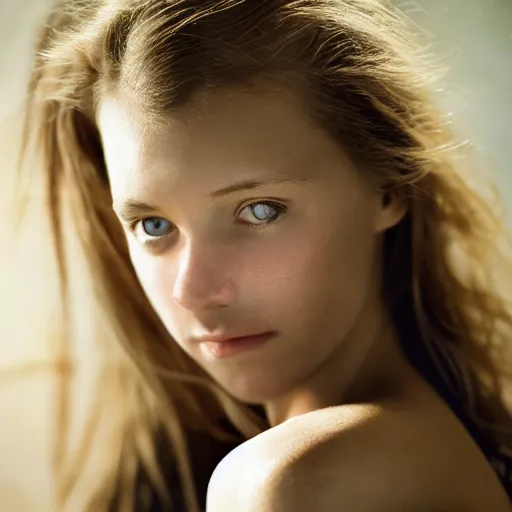 Prompt: photographic Close-up face of a extremely beautiful girl with clear eyes and light brown hair , high light on the left,non-illuminated backdrop, illuminated by a dramatic light, Low key lighting, light dark, High constrast, dramatic , steve mccurry, Lindsay Adler, norman rockwell, craig mulins ,dark background, high quality,photo-realistic, 8K,-H 704