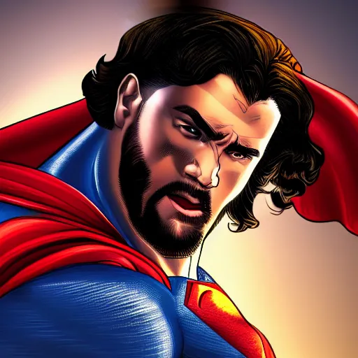 Prompt: a macro portrait of Jesus punching Superman in the jaw, hyperdetailed, artstation, 8k,