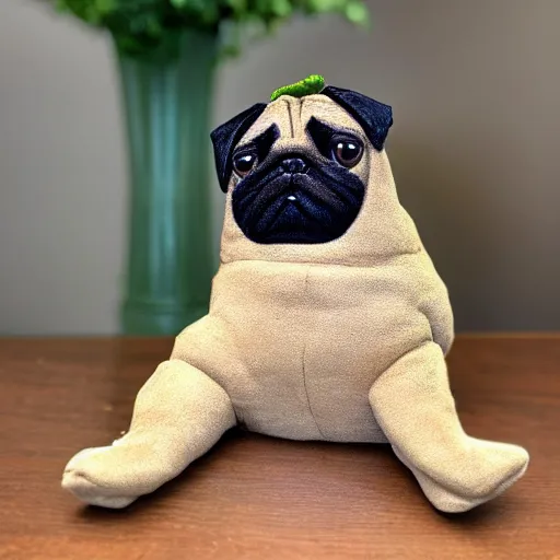 Prompt: a stuffed Pug