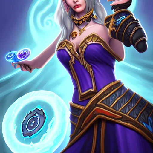 Image similar to Portrait of a sorceress, Hearthstone official trending art, exagerated accurate details, trending on MasterpieceStation in category 'Perfect eyes'