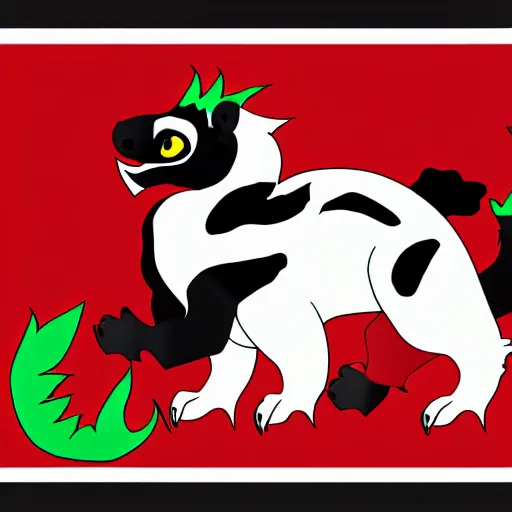 Prompt: vector art of welsh dragon and panda mixed, intercrossed, chimera, welsh flag, adobe illustrator