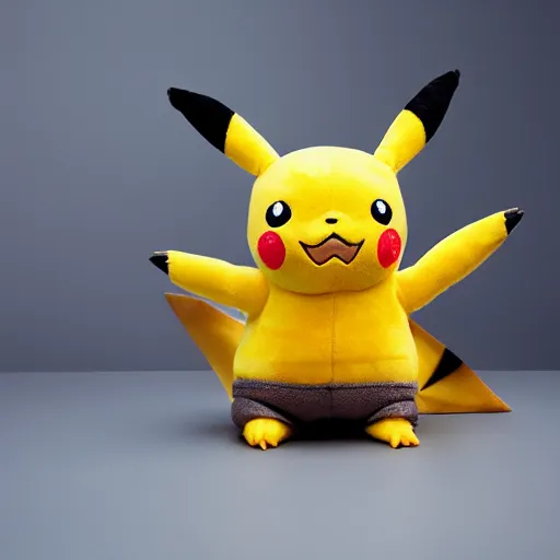 Image similar to pikachu plush toy, advertising photography