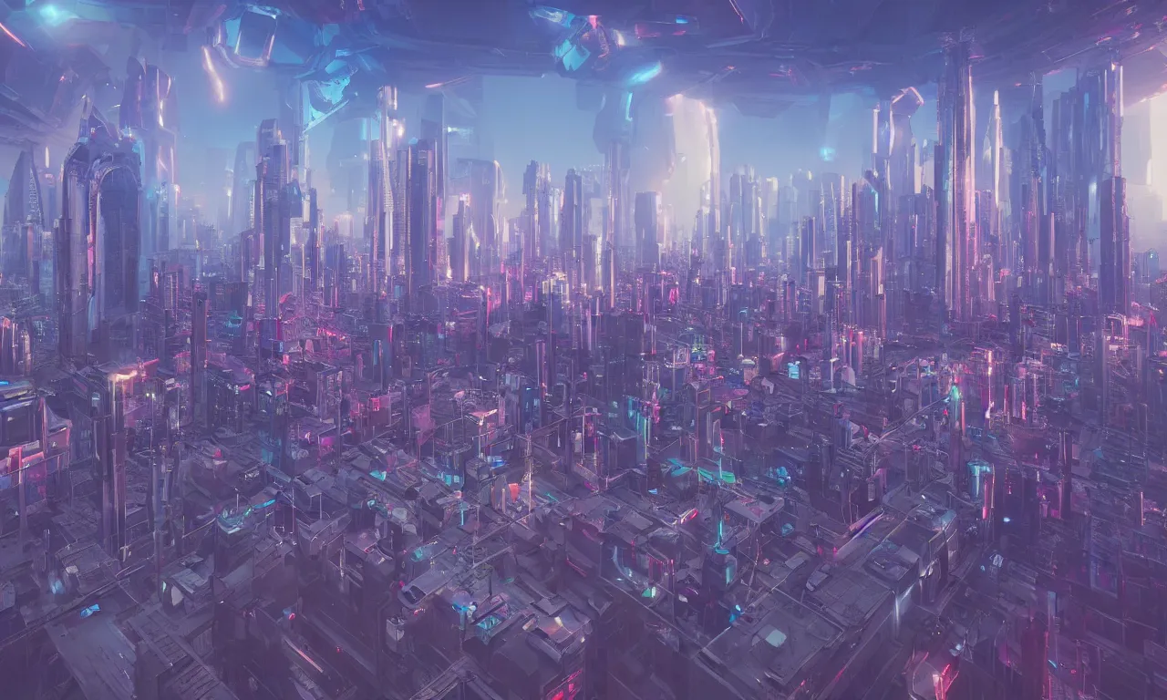 Image similar to futuristic city, a matte painting by mike winkelmann, cgsociety, space art, retrowave, rendered in cinema 4 d, synthwave