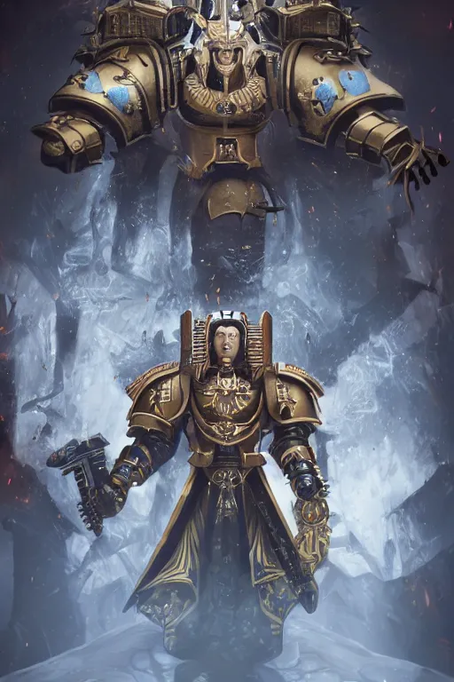 Image similar to queen portrait heros warhammer 4 0 k horus heresy fanart - the primarchs emperor by johannes helgeson animated with vfx concept artist & illustrator global illumination ray tracing hdr fanart arstation zbrush central hardmesh 8 k octane renderer comics stylized