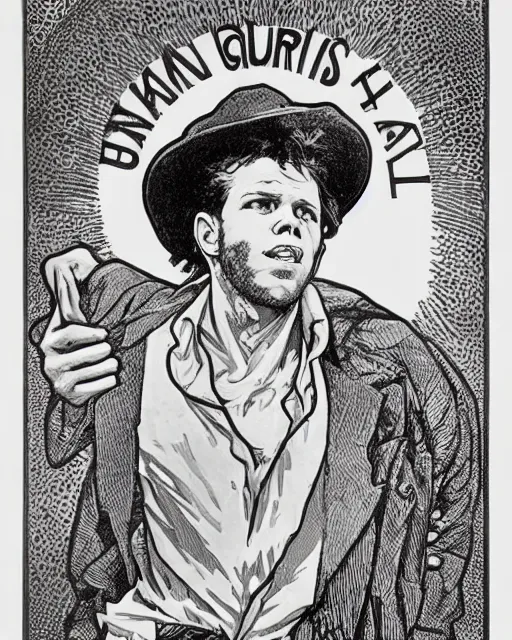 Image similar to Tom Waits by Rick Griffin Roland Topor Alphonse Mucha Will Eisner