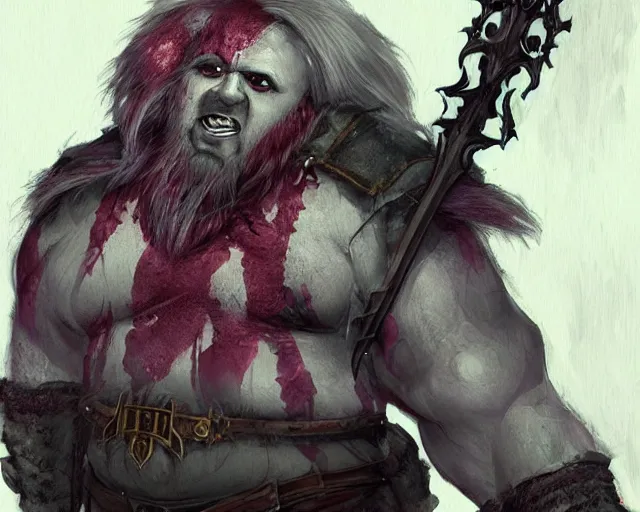 Image similar to paul walter hauser as a drow berserker, fantasy art, d & d, extremely detailed, high quality, award - winning,