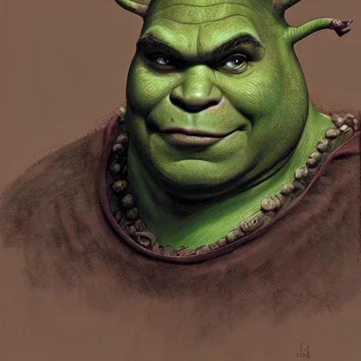 Image similar to shrek as a fantasy d&d character, close-up portrait art by Donato Giancola and James Gurney, digital art, trending on artstation