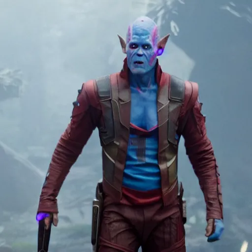 Prompt: film still of Kevin Bacon as Yondu in Guardians of the Galaxy, 4k