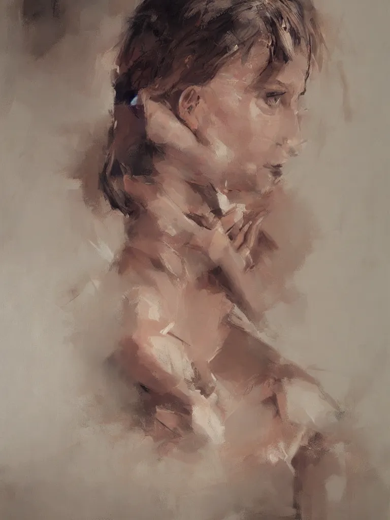 Image similar to spontaneous unfinished romantic portrait under painting, beautiful juicy brush strokes, alla prima, realist, by richard schmid and sargent, trending on cgsociety, red