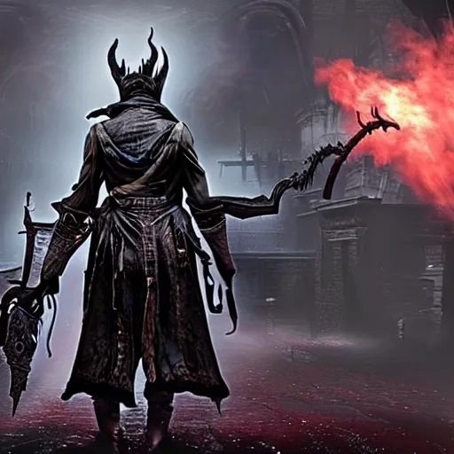 Prompt: screenshot of a demon in bloodborne, stunning character design