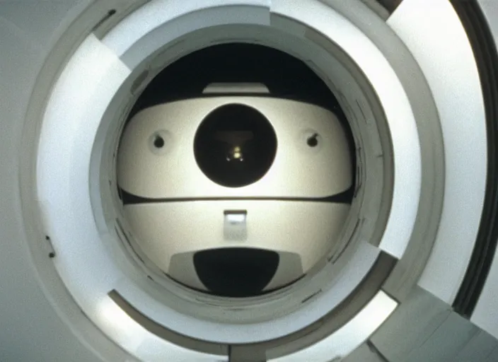 Image similar to film still of HAL from 2001 A Space Odyssey as a washing machine