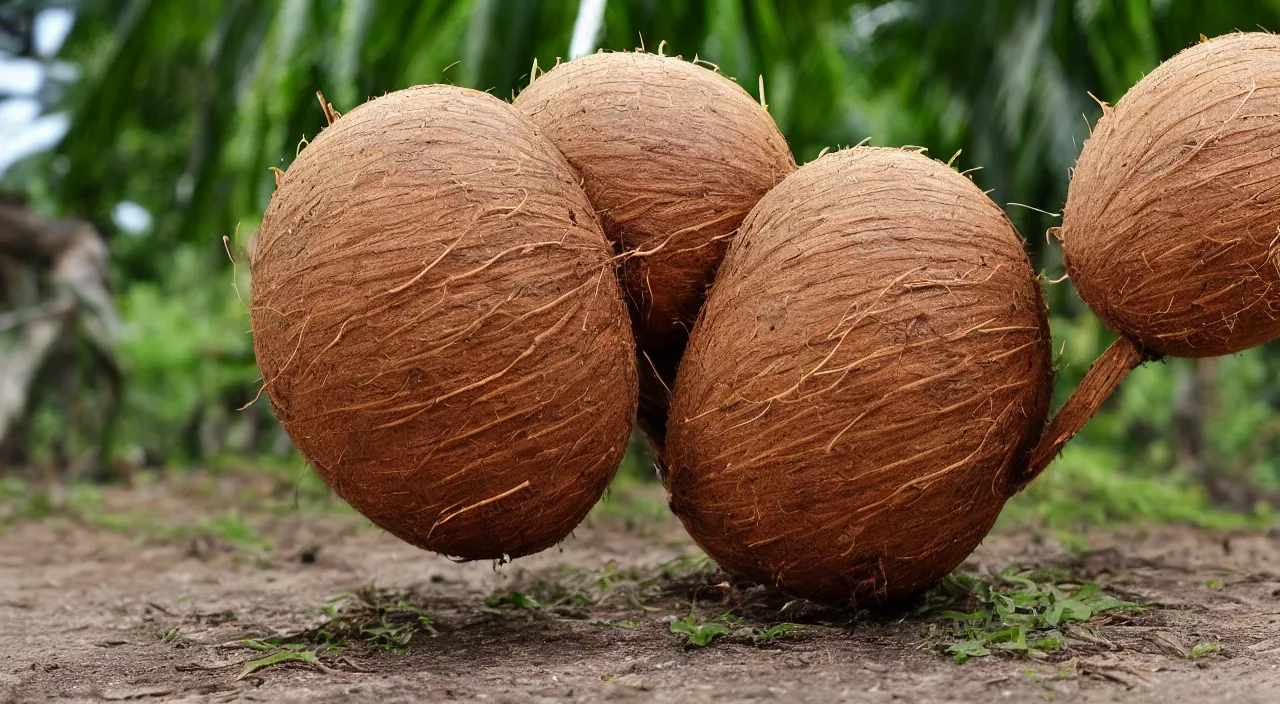 Prompt: A coconut with arms and legs