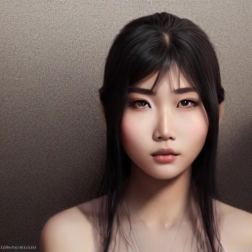 Image similar to the most beautiful asian woman in the world, in the style of julia razumova, happy expression, cute, unreal engine, octane rendering, 8 k, closeup headshot, smooth, trending on artstation, digital illustration, black hair