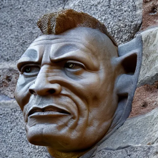 Prompt: dwayne the rock johnson as a grotesque medieval gargoyle, detailed stone texture 4 k photo