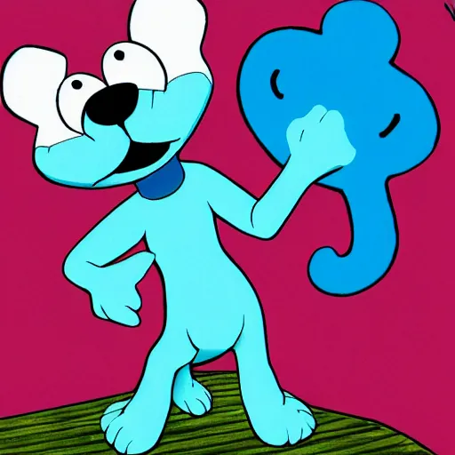 Image similar to blues clues with bloo from foster's home for imaginary friends