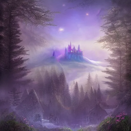 Prompt: magical academy on a mountain, mist, fantasy, realism, by bagshaw tom