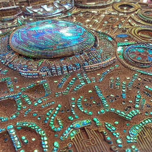 Image similar to colossal steampunk city made of iridescent beetle carapace, ancient middle eastern architecture