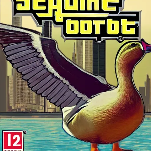 Image similar to a duck on the cover of grand theft auto v