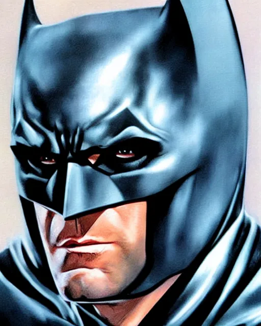 Prompt: batman ben affleck, airbrush, drew struzan illustration art, key art, movie poster