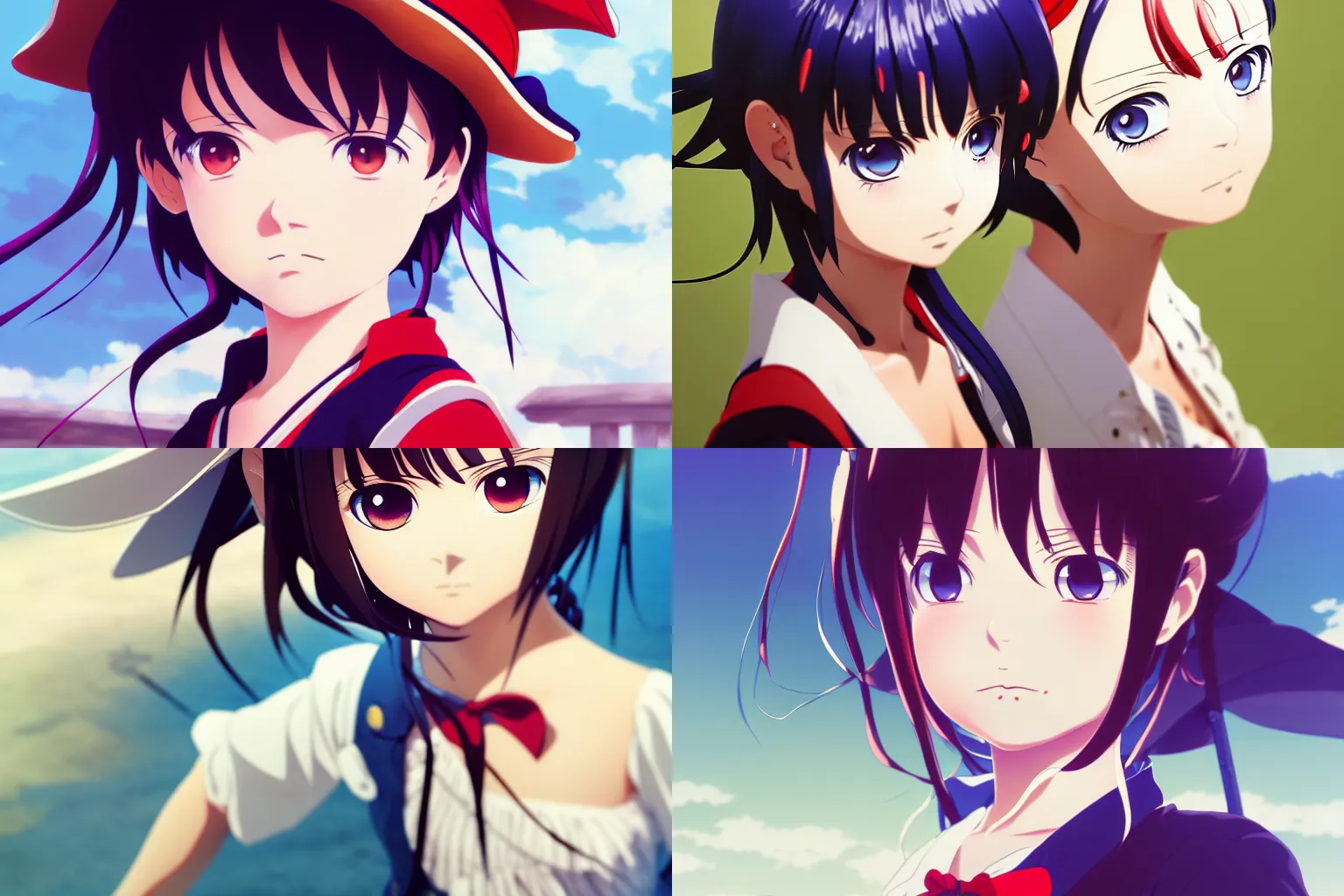 Prompt: anime film still portrait of a young girl cosplaying pirate, pirate girl, cute face by ilya kuvshinov yoshinari yoh makoto shinkai katsura masakazu kyoani, dynamic perspective pose detailed facial features rounded eyes, crisp and sharp, cel shading, ambient light