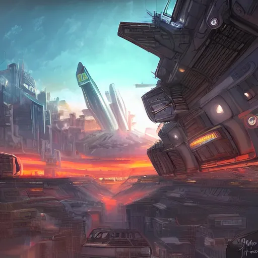 Prompt: A comit about to hit a futuristic city on earth, sunset time, epic, digital painting