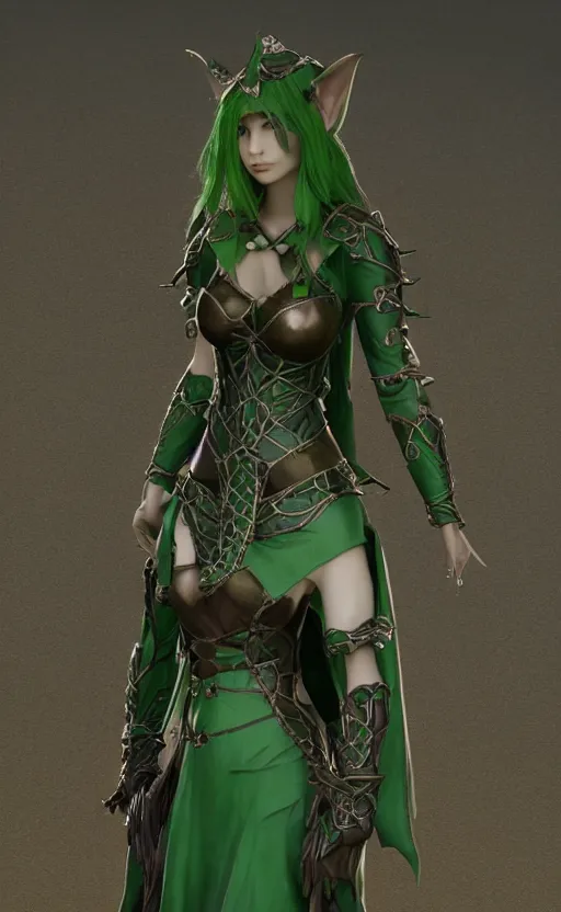 Image similar to Gothic elf princess in green dragon armor, bronze statue, unreal engine, high detailed