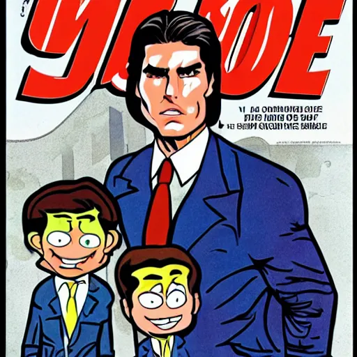 Image similar to TOM CRUISE on the cover of MAD cartoon coverart stly Al Jaffee