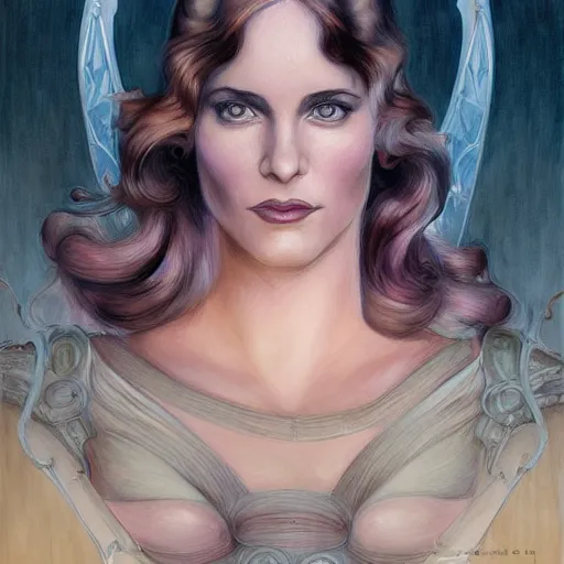 Image similar to a streamline moderne, art nouveau, multi - ethnic and multi - racial portrait in the style of charlie bowater, and in the style of donato giancola, and in the style of charles dulac. clear, expressive, very large eyes. symmetry, ultrasharp focus, volumetric lighting, photorealistic digital painting, intricate, elegant, highly detailed, centered.
