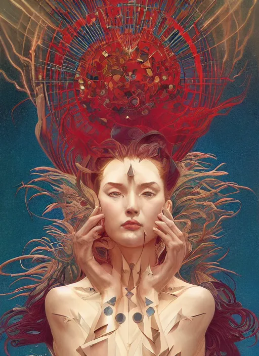 Prompt: symmetry! portrait of sandman, red spike aura in motion, floating pieces, painted art by tsuyoshi nagano, greg rutkowski, artgerm, alphonse mucha, spike painting