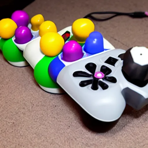 Image similar to product photo of a Katamari Damacy plug-and-play TV games controller