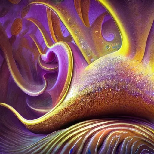 Prompt: fantasy art hyper realistic ai created interesting bizarre subconscious of a slug with fractal vignette edge fantastic art award winning best ultra detailed magnificent