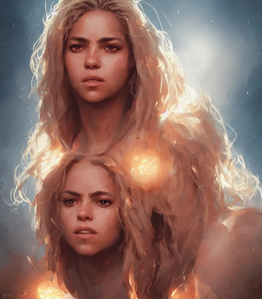 Image similar to portrait of shakira by greg rutkowski, young, attractive, highly detailed portrait, scifi, digital painting, artstation, concept art, smooth, sharp foccus ilustration, artstation hq