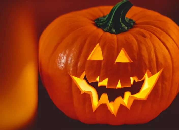 Prompt: photo still of a pumpkin with a human mouth, 8 k, studio lighting bright ambient lighting key light, 8 5 mm f 1. 8