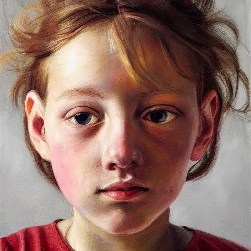 Image similar to high quality high detail painting by lucian freud, hd, cute girl portrait, photorealistic lighting