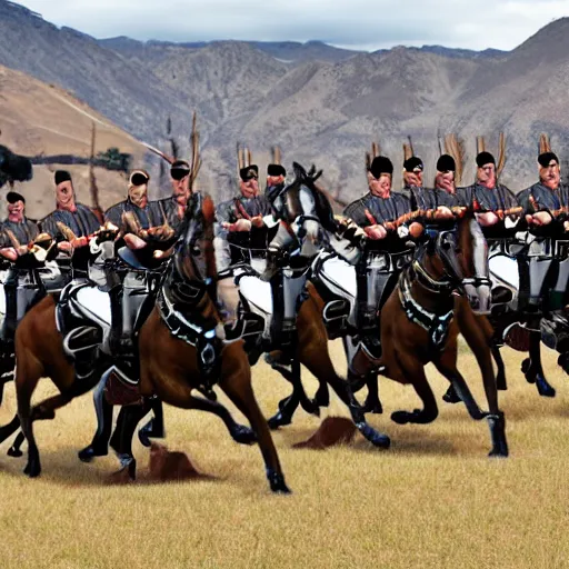 Prompt: The charge of the light brigade with robotic horses