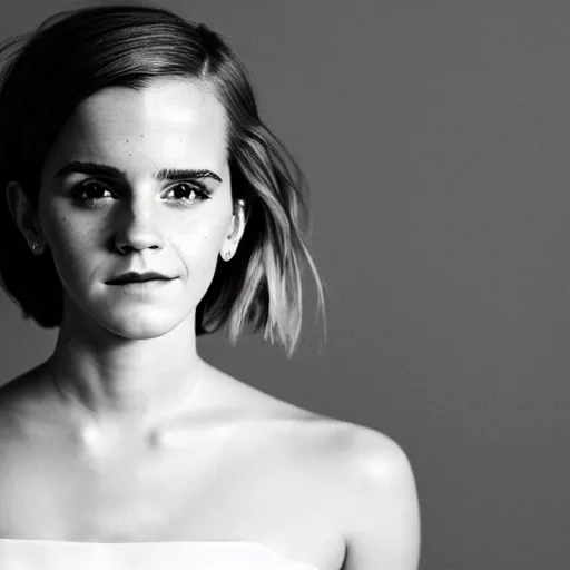 Image similar to an extremely beautiful studio photo of emma watson wearing open toe high heels and wearing a white dress, pale skin, bokeh, very very very beautiful!, hard focus, full body shot, 9 0 mm, f / 1. 4