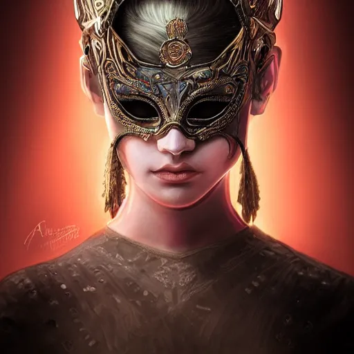 Image similar to Very very very very highly detailed epic photo of face with venetian mask, intricate, dystopian, sci-fi, extremely detailed, digital painting, artstation, concept art, smooth, sharp focus, illustration, intimidating lighting, incredible art by Artgerm
