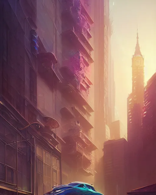 Prompt: highly detailed surreal vfx portrait of an incredible cityscape, stephen bliss, unreal engine, greg rutkowski, loish, rhads, beeple, makoto shinkai and lois van baarle, ilya kuvshinov, rossdraws, tom bagshaw, alphonse mucha, global illumination, detailed and intricate environment