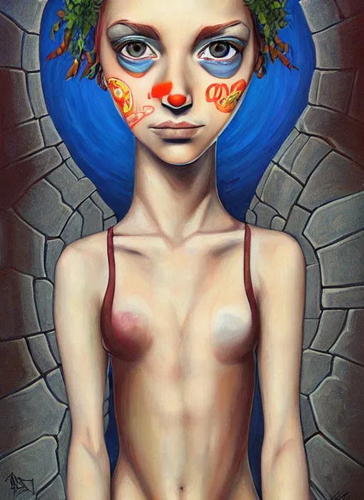 Image similar to a portrait of a pretty sewer punk young lady by aaron jasinski