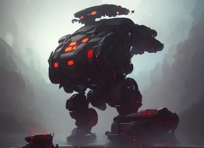 Image similar to epicly designed strong obsidian robot by greg rutkowski, trending on artstation