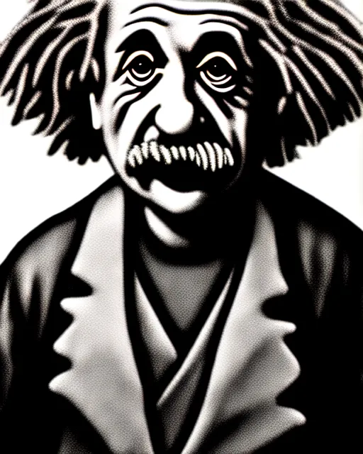 Prompt: gritty close up picture of albert einstein with hollow eyes, lovecratftian, horror, eldritch abomination, artstation
