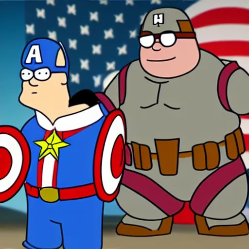 Prompt: peter griffin as captain america - H 768